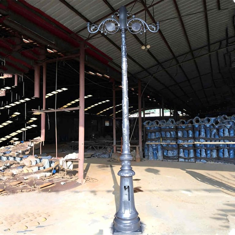 Premium Cast Iron Lamp Post: 3.6m Double Arm Antique Street Light For Gardens